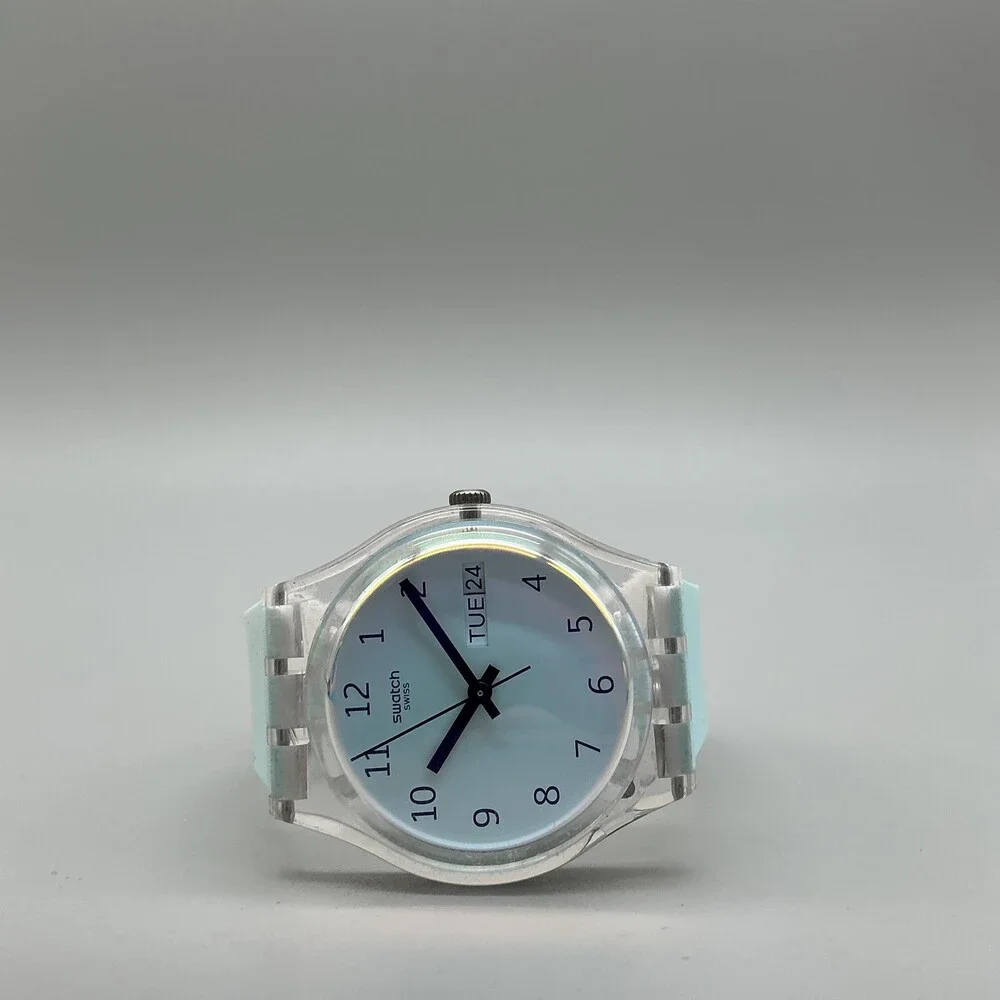 Swatch Ultraciel GE713 Womens Watch 34mm Blue Dial White Day Date